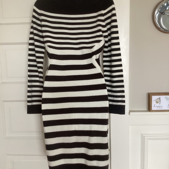 Calvin Klein Dark Gray and White Striped Sweater Dress Small 100% acrylic - Picture 9 of 12